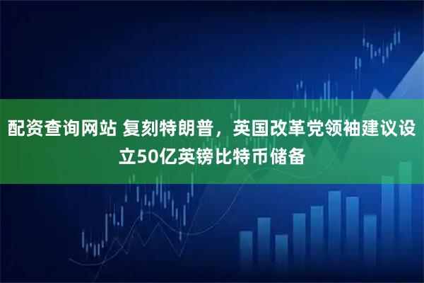 配资查询网站 复刻特朗普，英国改革党领袖建议设立50亿英镑比特币储备
